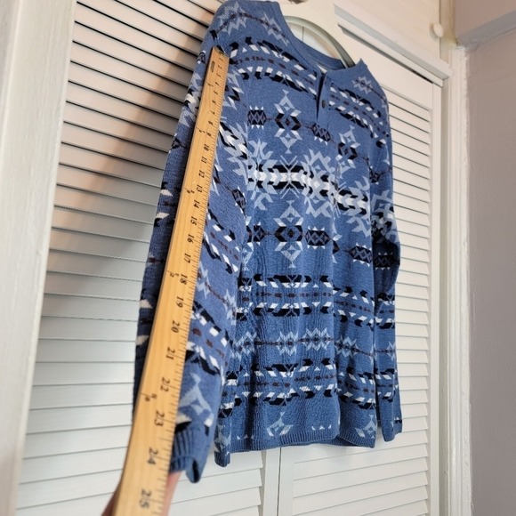 LE 31 X SIMONS Henley Sweater Men's Sz Small Blue Aztec Knit Grunge Soft Cotton - Picture 11 of 13